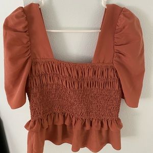 Burnt orange blouse (En Crème). Comfortable and stylish blouse.